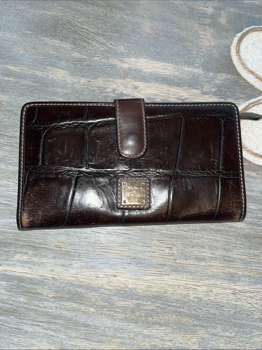 Dooney & Bourke Dark Brown Croc-Embossed Leather Wallet